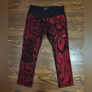 Nike Black and Red Snake Print Leggings capris